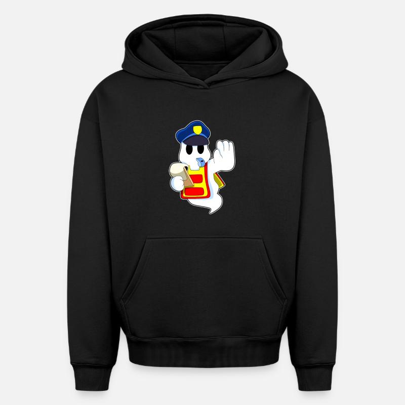 de policier avec sifflet - Sweat à capuche unisexe oversize épais SPREAD - noir