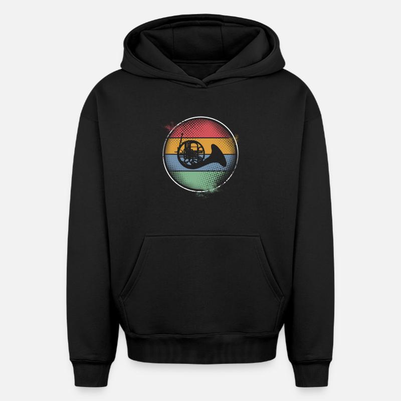 Waldhorn - Sweat à capuche unisexe oversize épais SPREAD - noir
