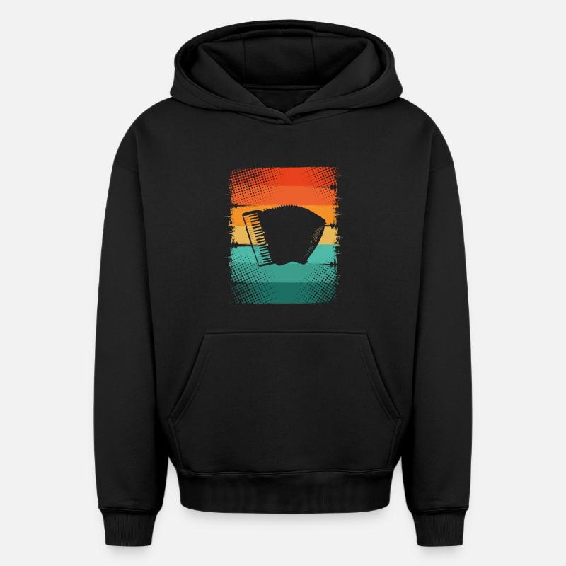 Accordéon - Sweat à capuche unisexe oversize épais SPREAD - noir