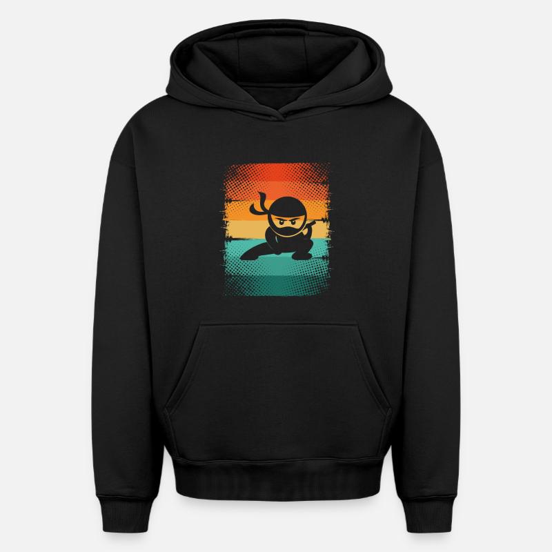 Ninja - Sweat à capuche unisexe oversize épais SPREAD - noir
