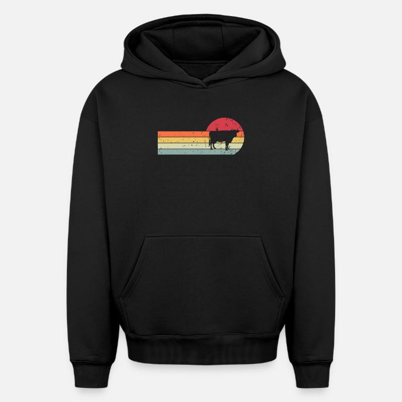 Vache - Sweat à capuche unisexe oversize épais SPREAD - noir