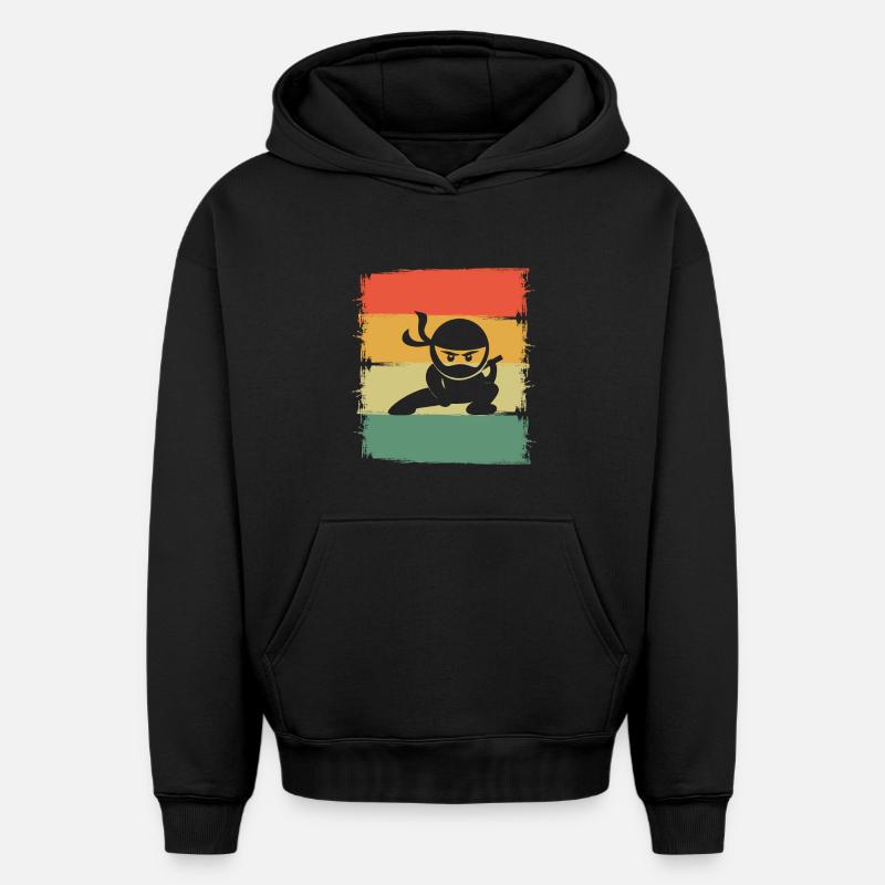 Ninja - Sweat à capuche unisexe oversize épais SPREAD - noir
