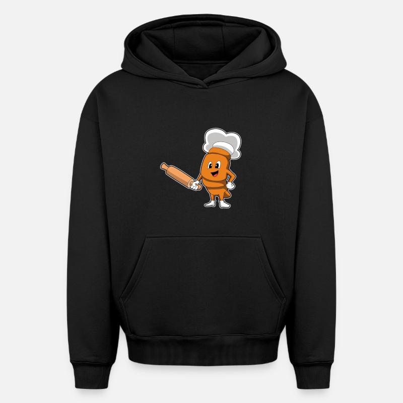 Brot Bäcker Nudelholz Backen - Oversized Heavyweight Unisex Hoodie - Schwarz