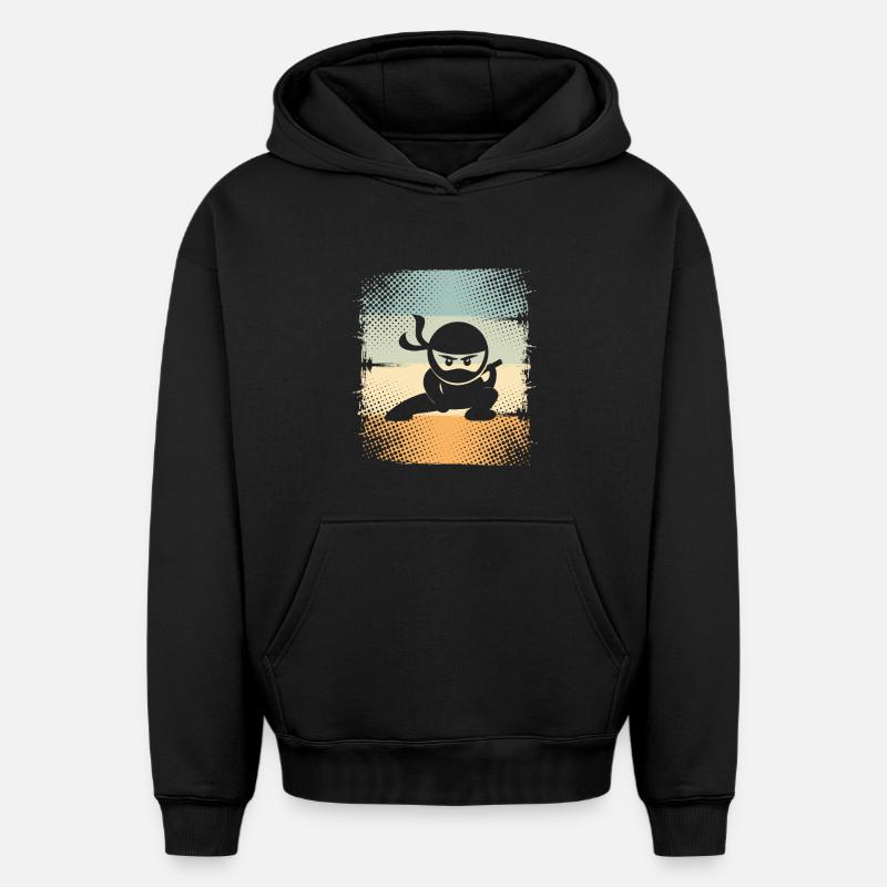 Ninja - Sweat à capuche unisexe oversize épais SPREAD - noir