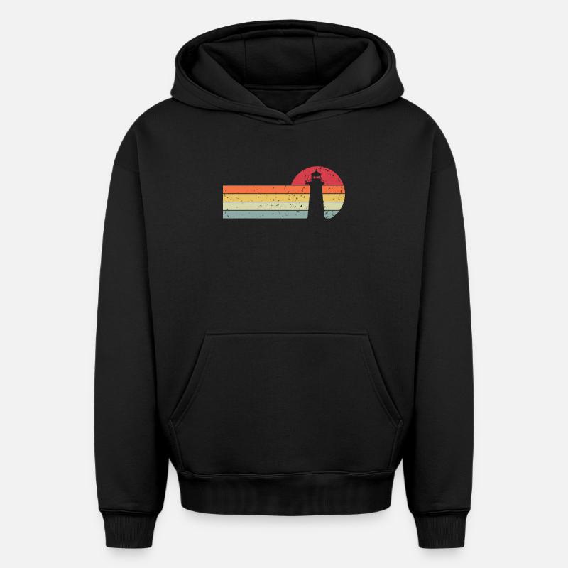 Phare - Sweat à capuche unisexe oversize épais SPREAD - noir