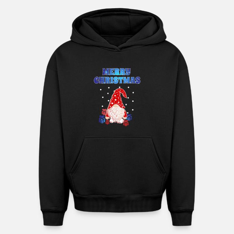 Gnome de Noël - Sweat à capuche unisexe oversize épais SPREAD - noir