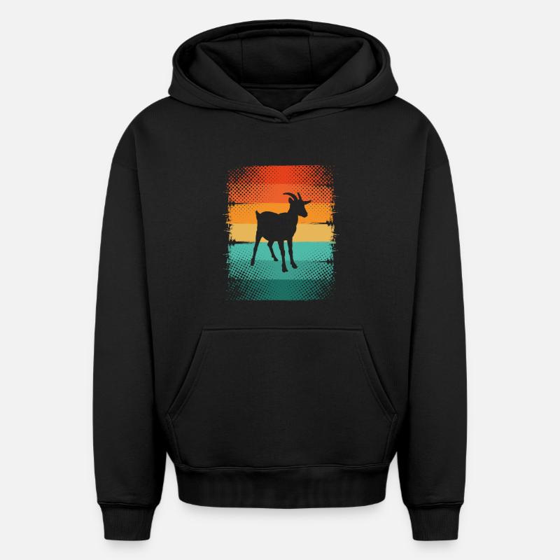 Chèvre - Sweat à capuche unisexe oversize épais SPREAD - noir