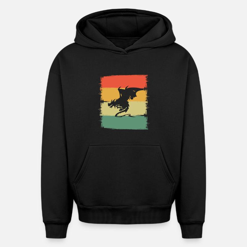 Dragon Dragon - Sweat à capuche unisexe oversize épais SPREAD - noir