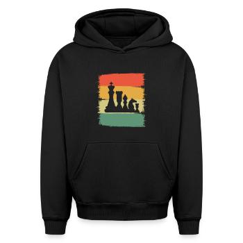 Schach - Oversized Heavyweight Unisex Hoodie - Schwarz - Vorne - AI Model Female 172 light (172cm) & AI Model Male 185 light (185cm)