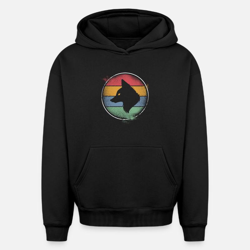 Fuchs - Oversized Heavyweight Unisex Hoodie - Schwarz