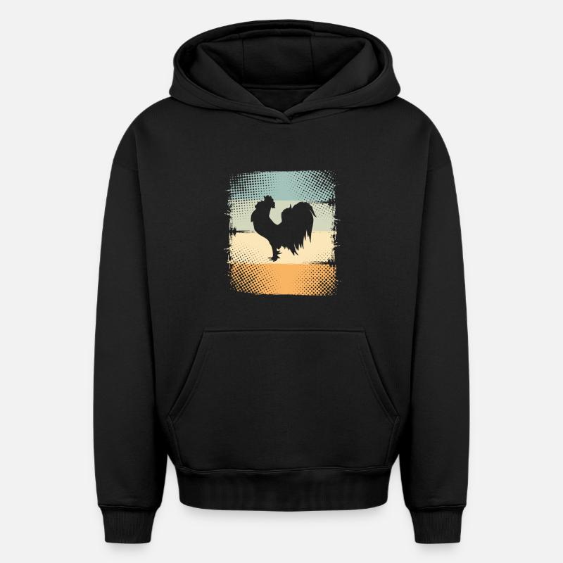 Coq - Sweat à capuche unisexe oversize épais SPREAD - noir