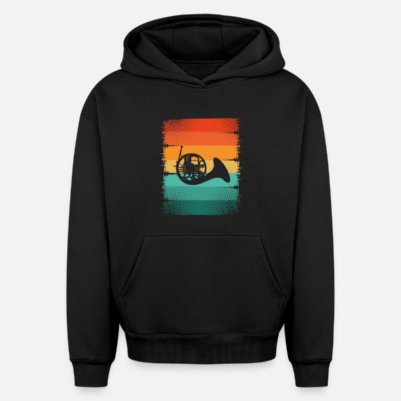 Clairon - Sweat à capuche unisexe oversize épais SPREAD - noir