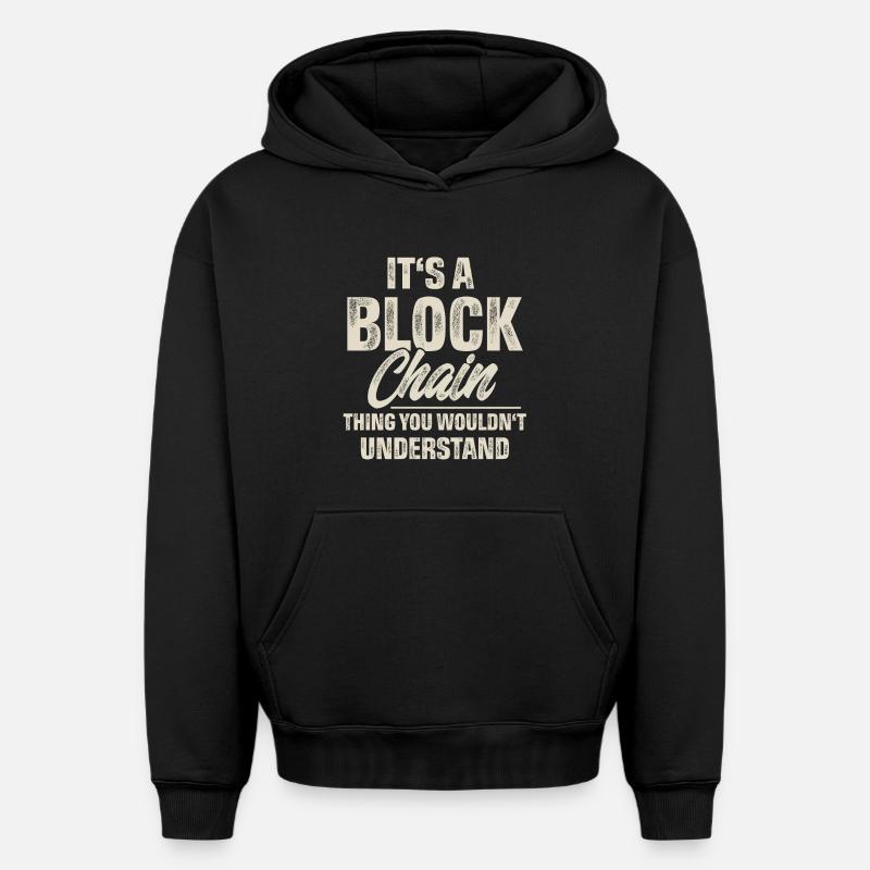 Crypto Blockchain - Sweat à capuche unisexe oversize épais SPREAD - noir