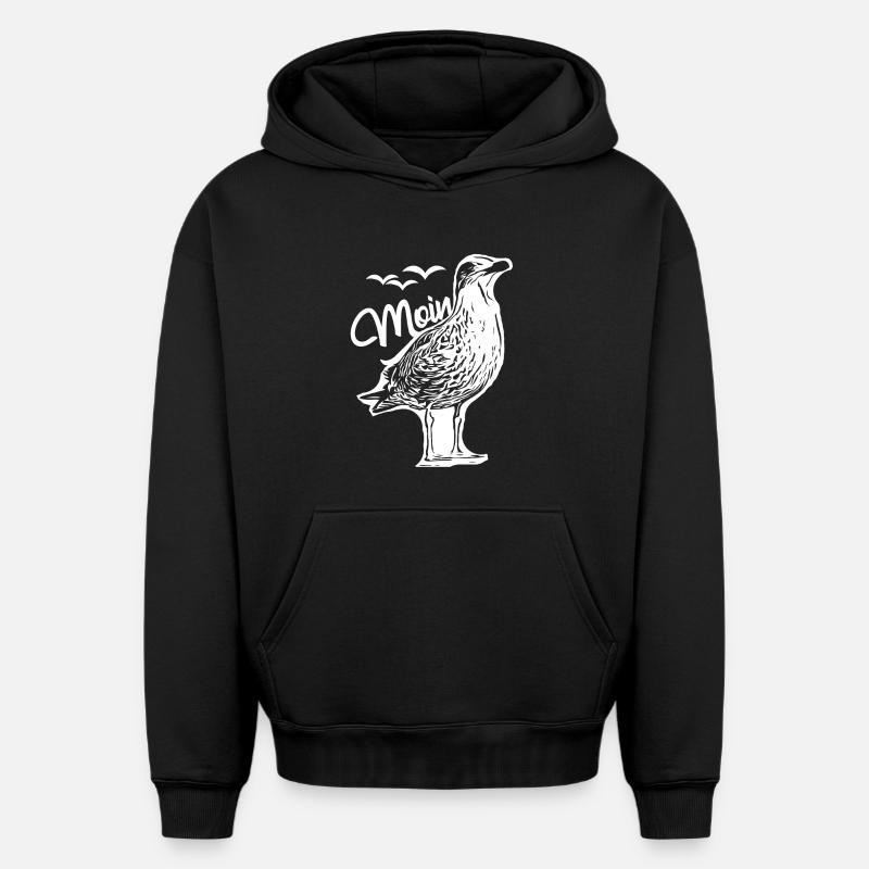 Mouettes Moin Mouettes - Sweat à capuche unisexe oversize épais SPREAD - noir