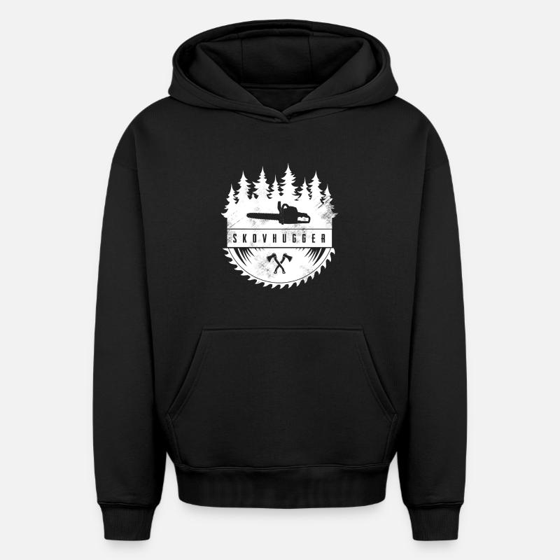 Bûcheron - Sweat à capuche unisexe oversize épais SPREAD - noir