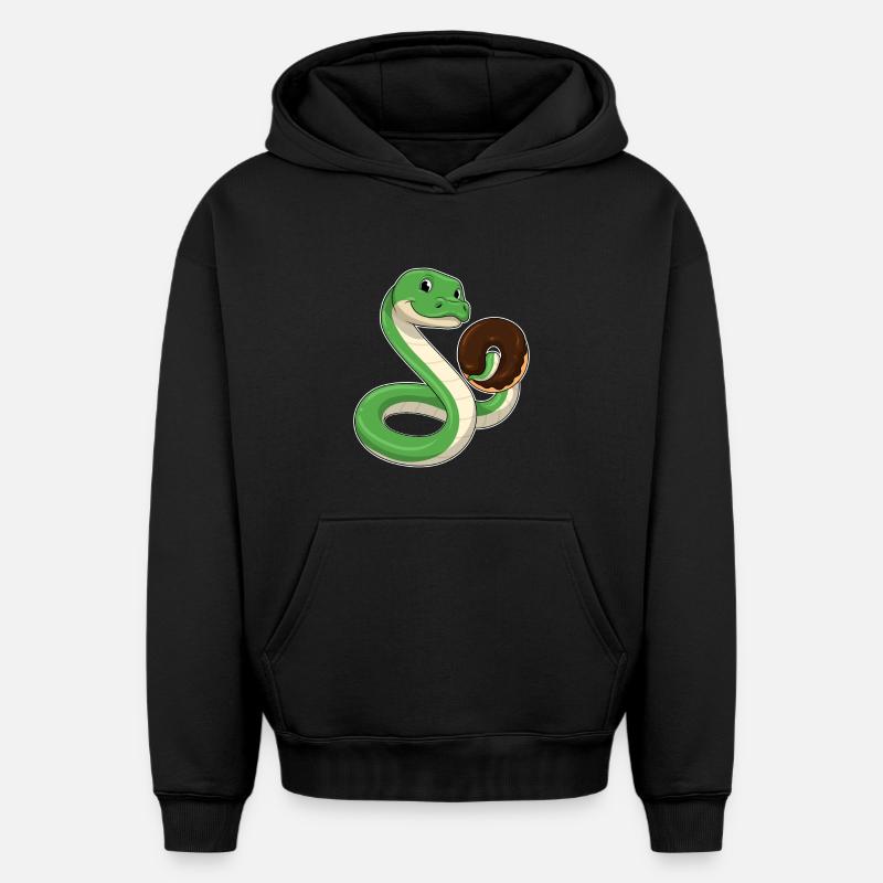 Serpent avec beignet - Sweat à capuche unisexe oversize épais SPREAD - noir