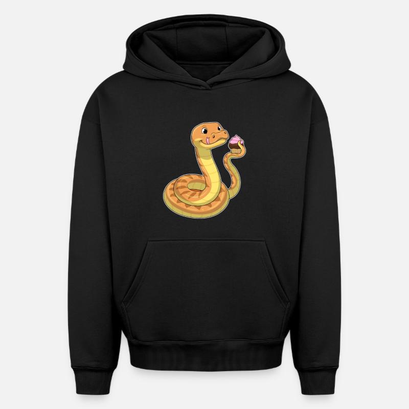 Muffin serpent - Sweat à capuche unisexe oversize épais SPREAD - noir