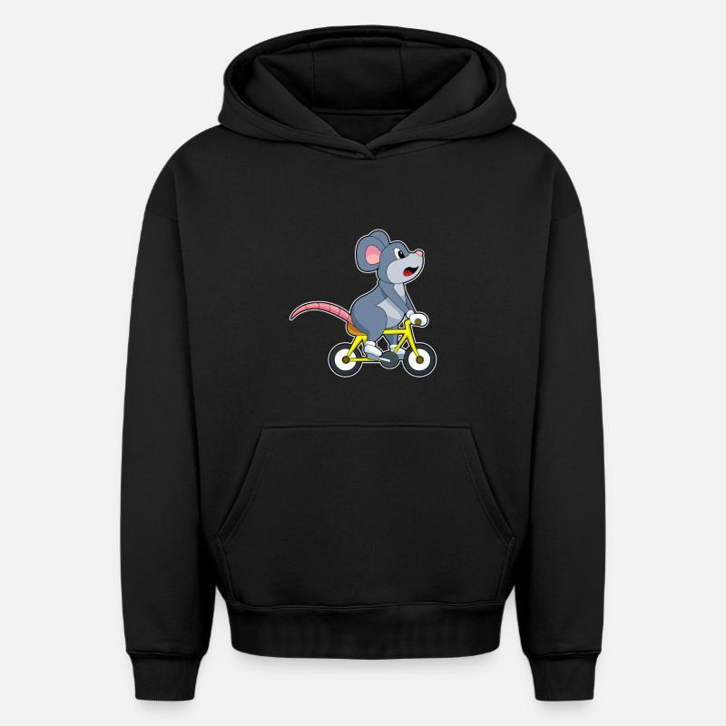 Souris avec vélo - Sweat à capuche unisexe oversize épais SPREAD - noir