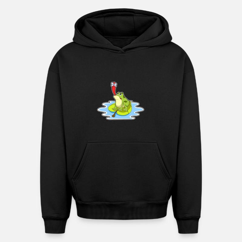 Grenouille sur feuille avec insecte - Sweat à capuche unisexe oversize épais SPREAD - noir