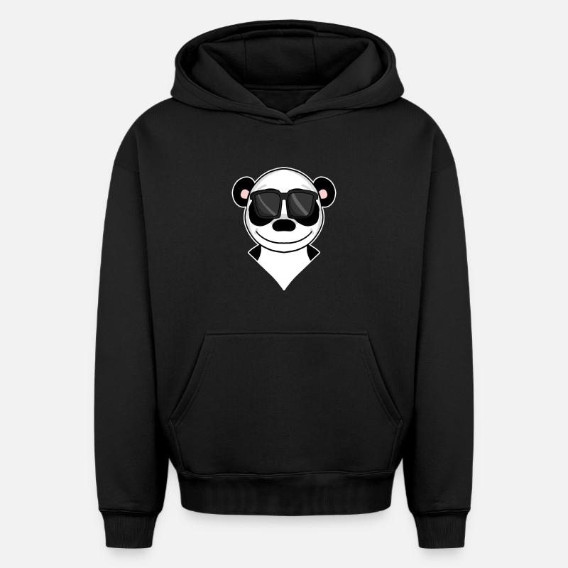 Panda - ours panda cool - Sweat à capuche unisexe oversize épais SPREAD - noir