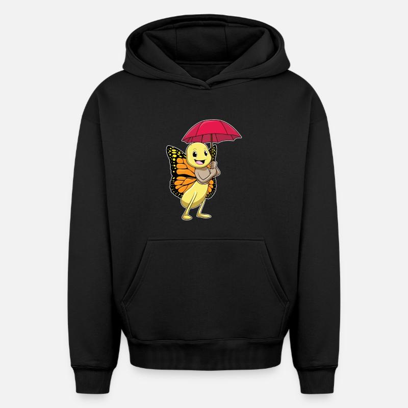 Papillon avec parapluie - Sweat à capuche unisexe oversize épais SPREAD - noir