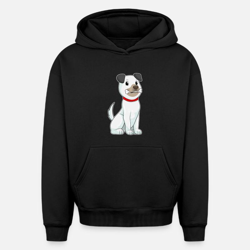 Hund mit Knochen - Oversized Heavyweight Unisex Hoodie - Schwarz