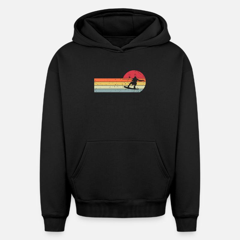 Wakeskate Wakeskating Wakeskater Wakeboard - Sweat à capuche unisexe oversize épais SPREAD - noir