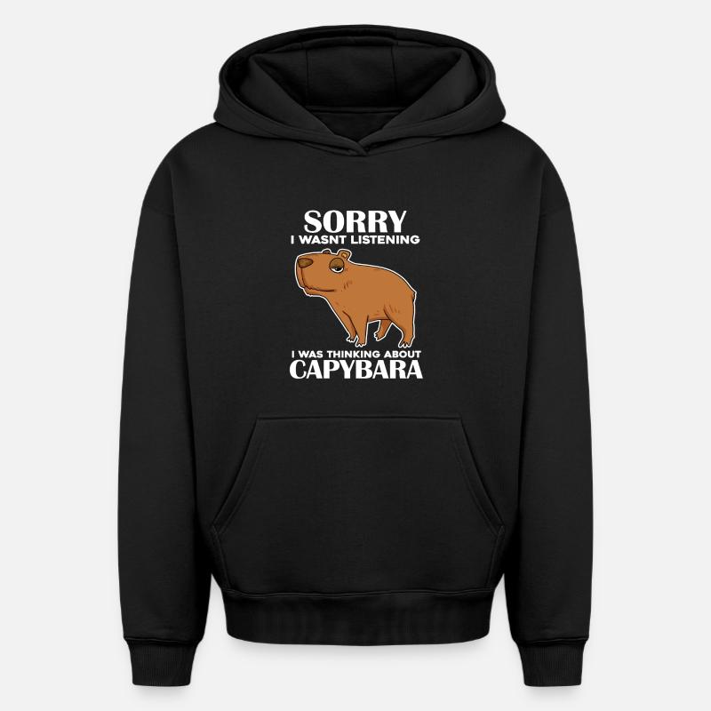 Capybara Capybara Cadeau - Sweat à capuche unisexe oversize épais SPREAD - noir