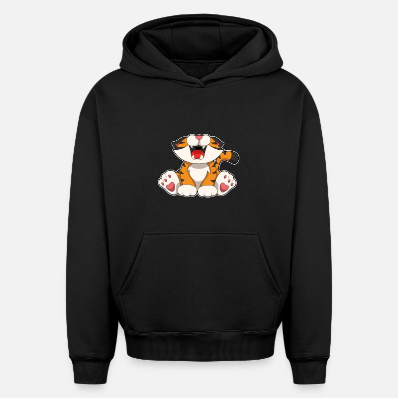 Tigre rugissant - Sweat à capuche unisexe oversize épais SPREAD - noir