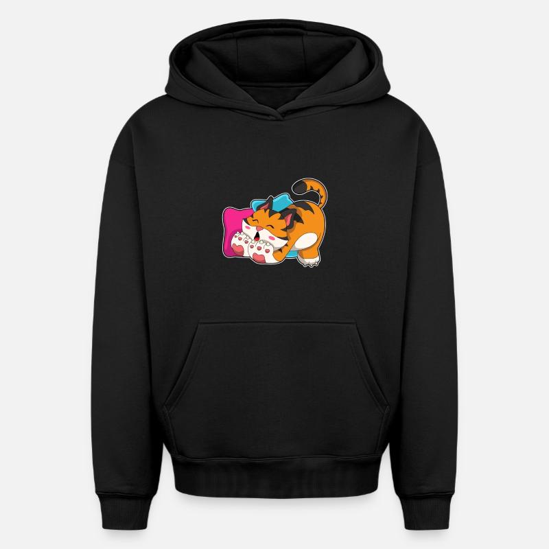 Tiger müde - Oversized Heavyweight Unisex Hoodie - Schwarz