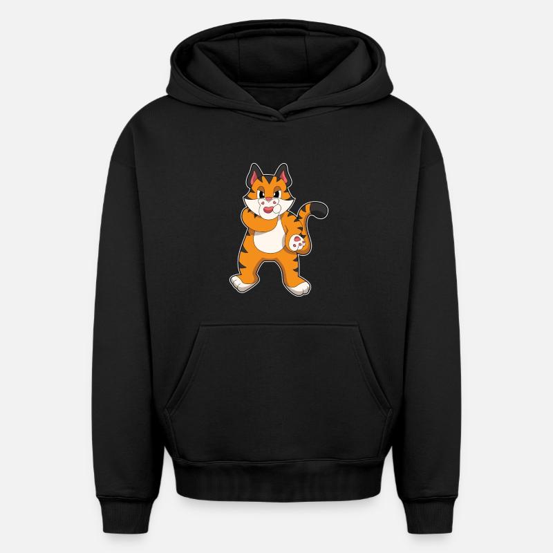 Tigre silencieux - Sweat à capuche unisexe oversize épais SPREAD - noir