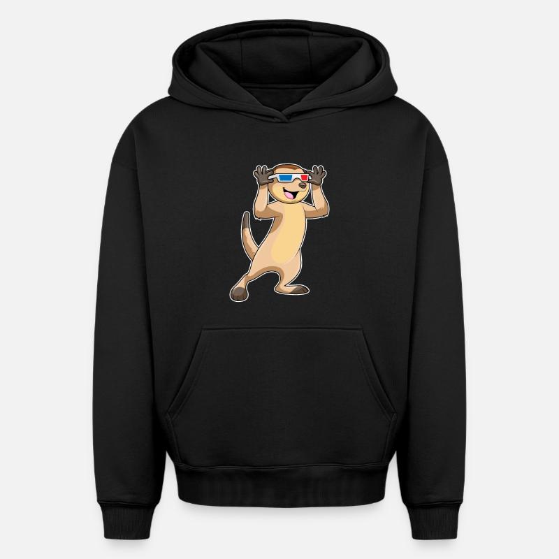 Suricates avec lunettes - Sweat à capuche unisexe oversize épais SPREAD - noir
