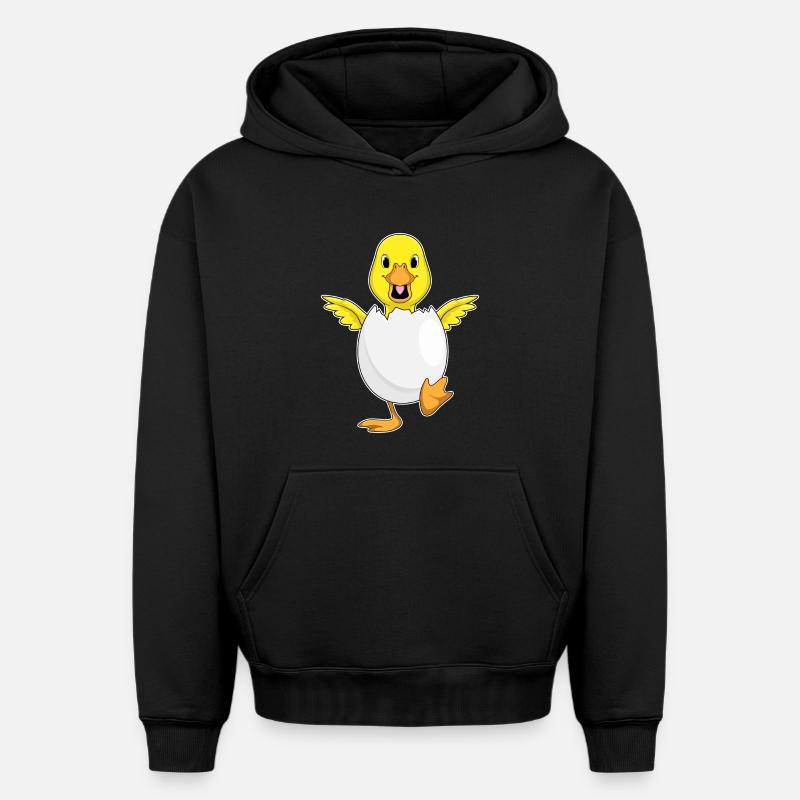 Duck Eggshell - Oversized Heavyweight Unisex Hoodie - black