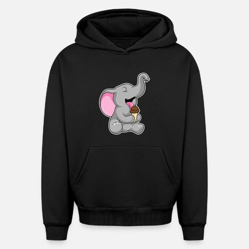 Glace gaufre éléphant - Sweat à capuche unisexe oversize épais SPREAD - noir