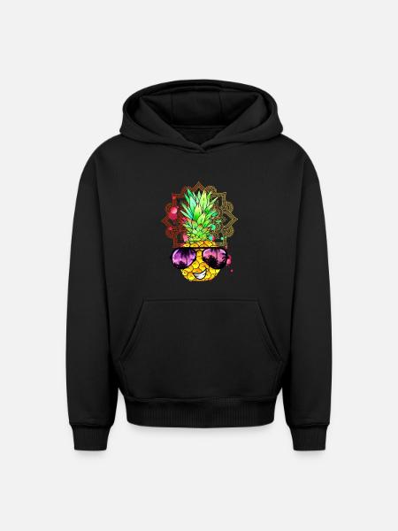 Pineapple Mandala - Oversized Heavyweight Unisex Hoodie - black