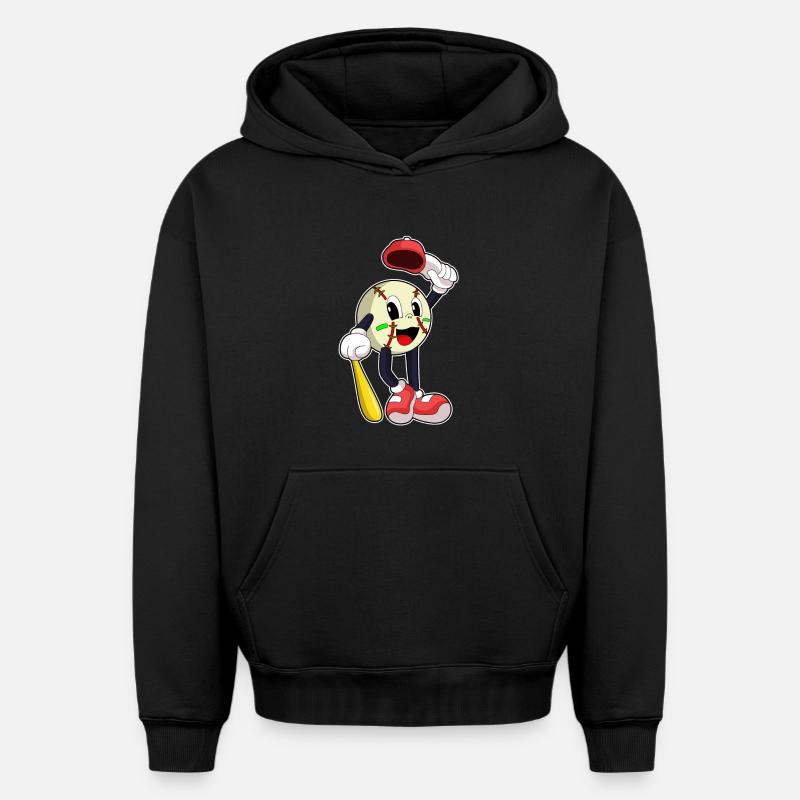 Baseball avec batte de baseball - Sweat à capuche unisexe oversize épais SPREAD - noir