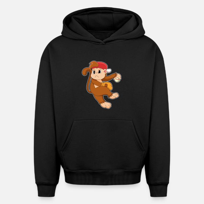 Gant de baseball Monkey - Sweat à capuche unisexe oversize épais SPREAD - noir