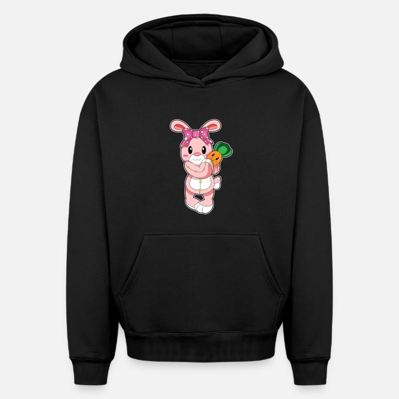 Le lapin comme jouet - Sweat à capuche unisexe oversize épais SPREAD - noir
