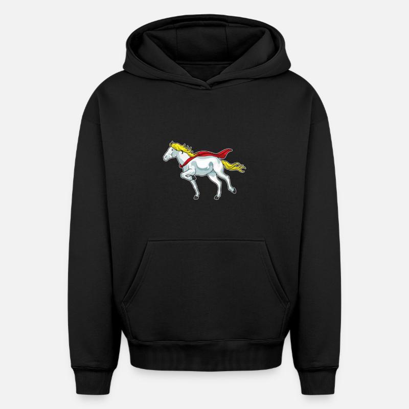Courses hippiques - Sweat à capuche unisexe oversize épais SPREAD - noir