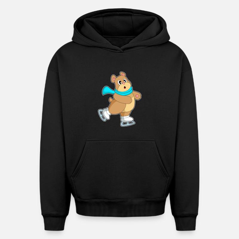 Patins à glace Bear - Sweat à capuche unisexe oversize épais SPREAD - noir
