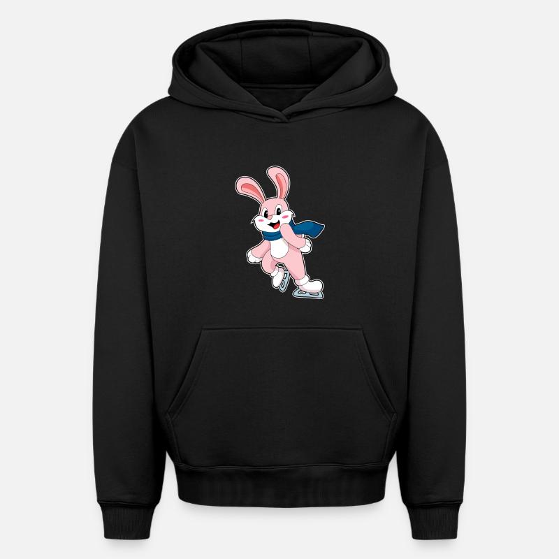 Lapin patins à glace - Sweat à capuche unisexe oversize épais SPREAD - noir