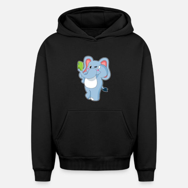 Téléphone portable éléphant - Sweat à capuche unisexe oversize épais SPREAD - noir