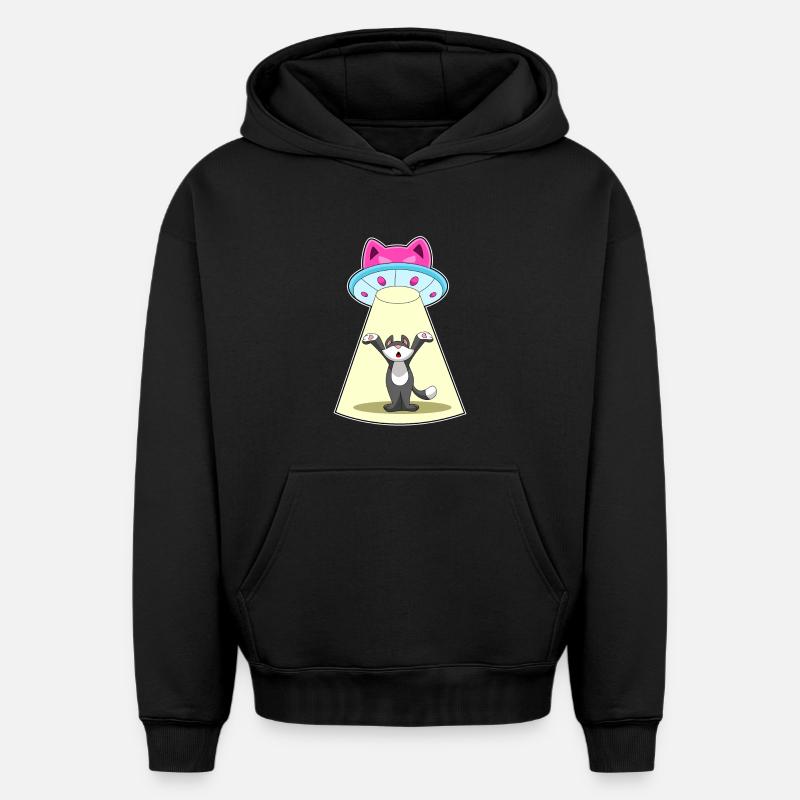 Vaisseau spatial pour chat - Sweat à capuche unisexe oversize épais SPREAD - noir