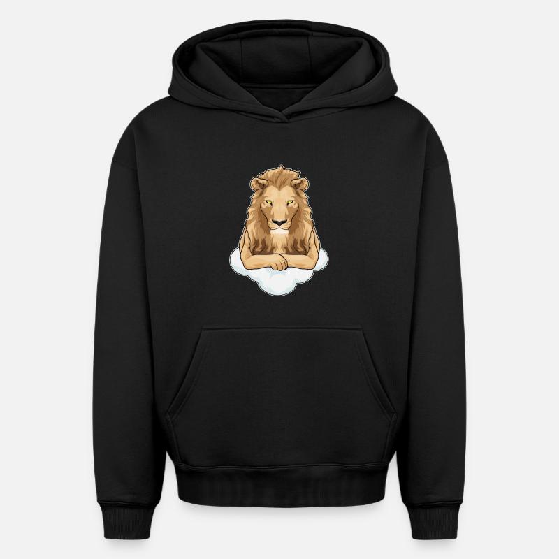 Nuages de Lion - Sweat à capuche unisexe oversize épais SPREAD - noir