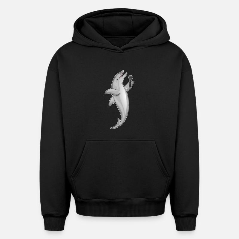 Delfin Singer Microphone - Sweat à capuche unisexe oversize épais SPREAD - noir