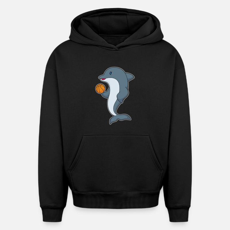 Basket-ball Dolphin - Sweat à capuche unisexe oversize épais SPREAD - noir