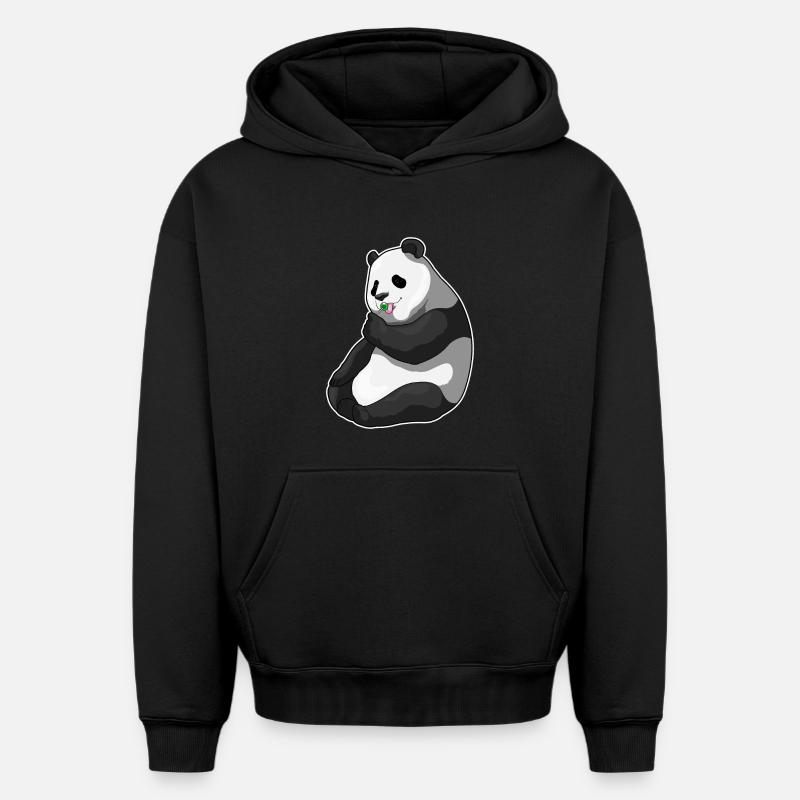 Sucette panda - Sweat à capuche unisexe oversize épais SPREAD - noir