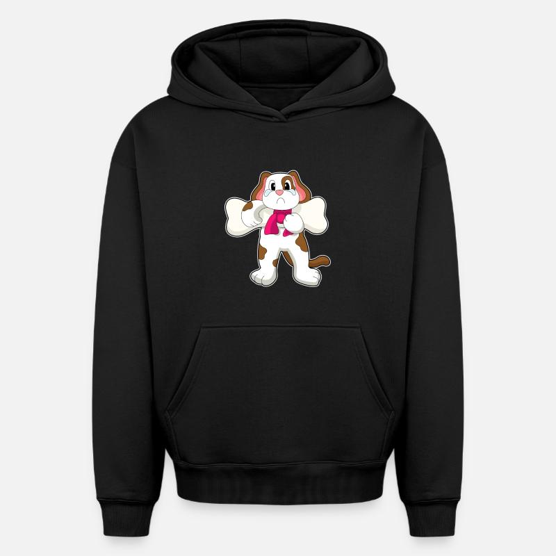 Hund Knochen Krafttraining - Oversized Heavyweight Unisex Hoodie - Schwarz