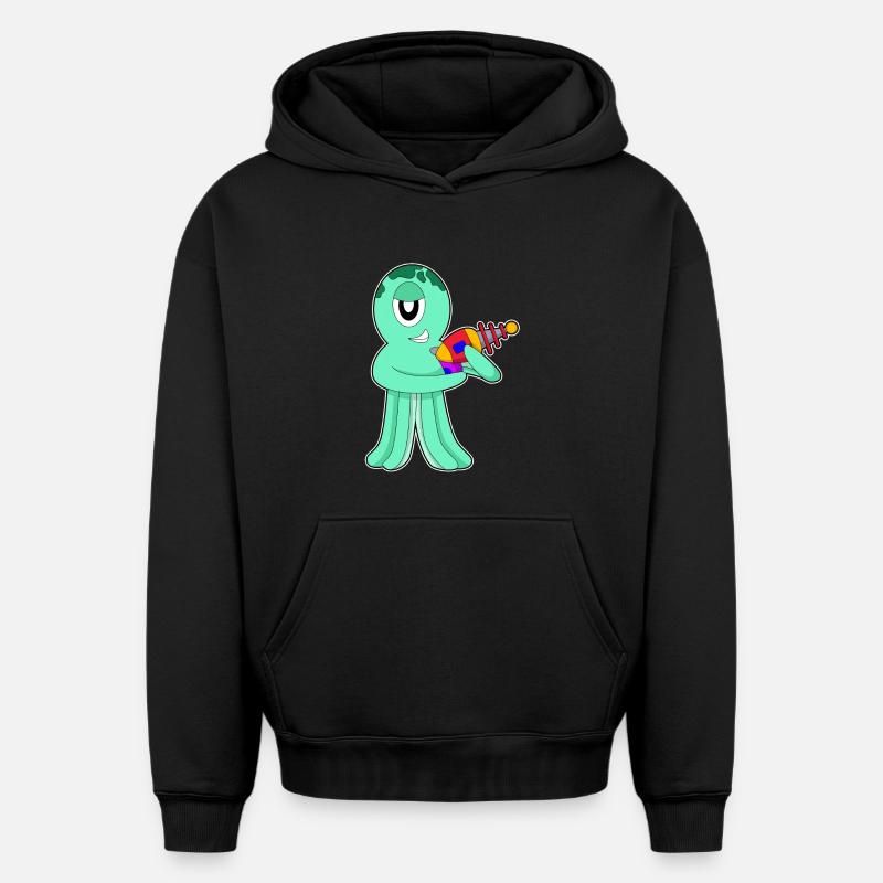 Octopus Alien - Sweat à capuche unisexe oversize épais SPREAD - noir