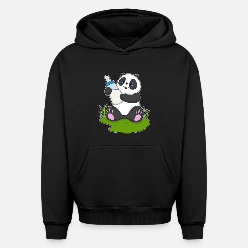 Bouteille de lait Panda - Sweat à capuche unisexe oversize épais SPREAD - noir
